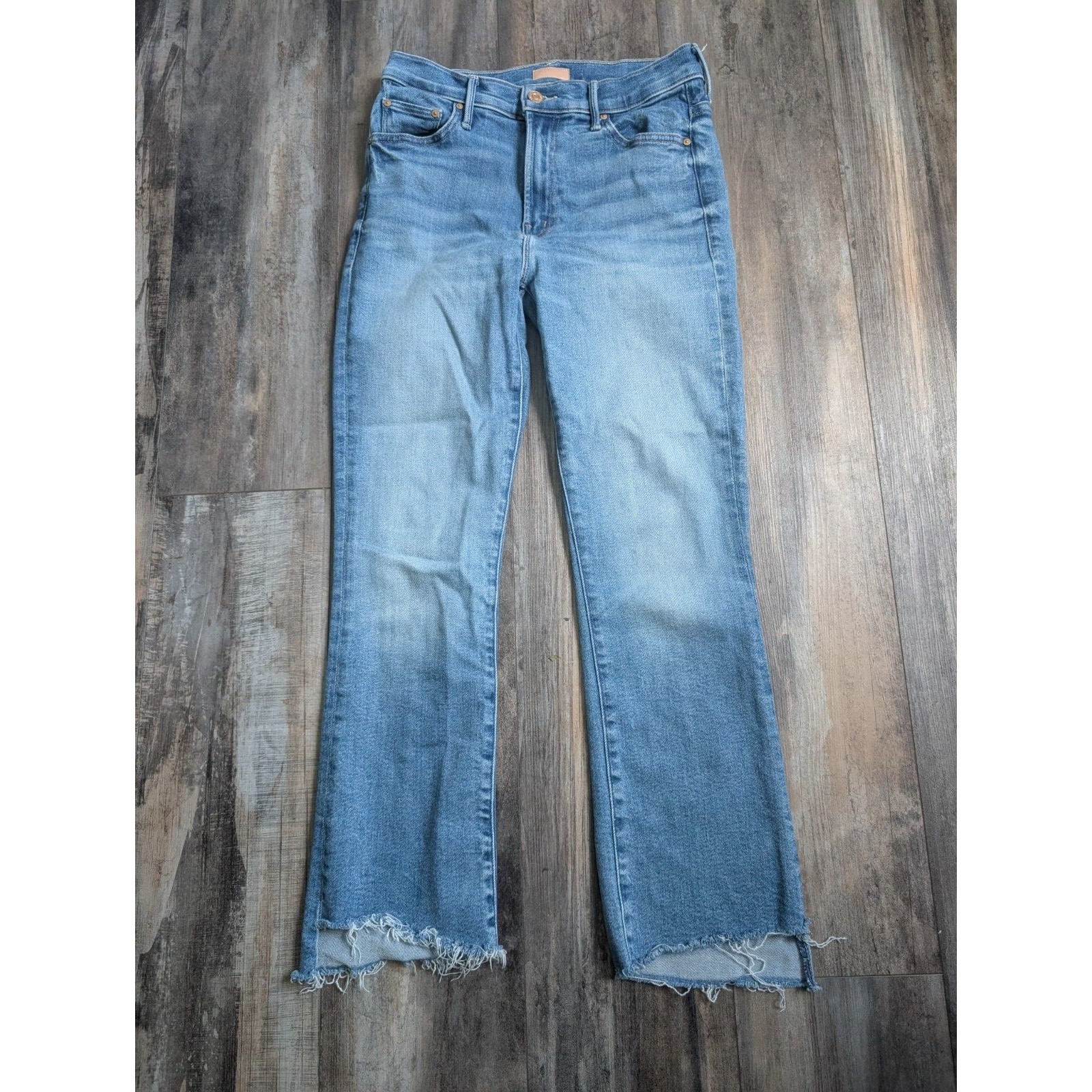 Mother The Insider Crop Step Fray Jeans Women's 28 Monkey In The Middle 26" In